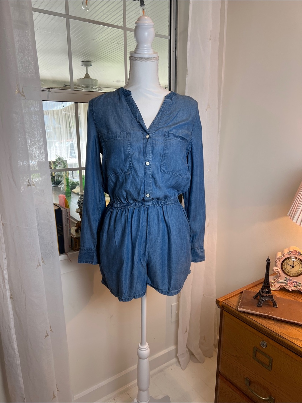 Old Navy Light Blue Denim Romper size small.